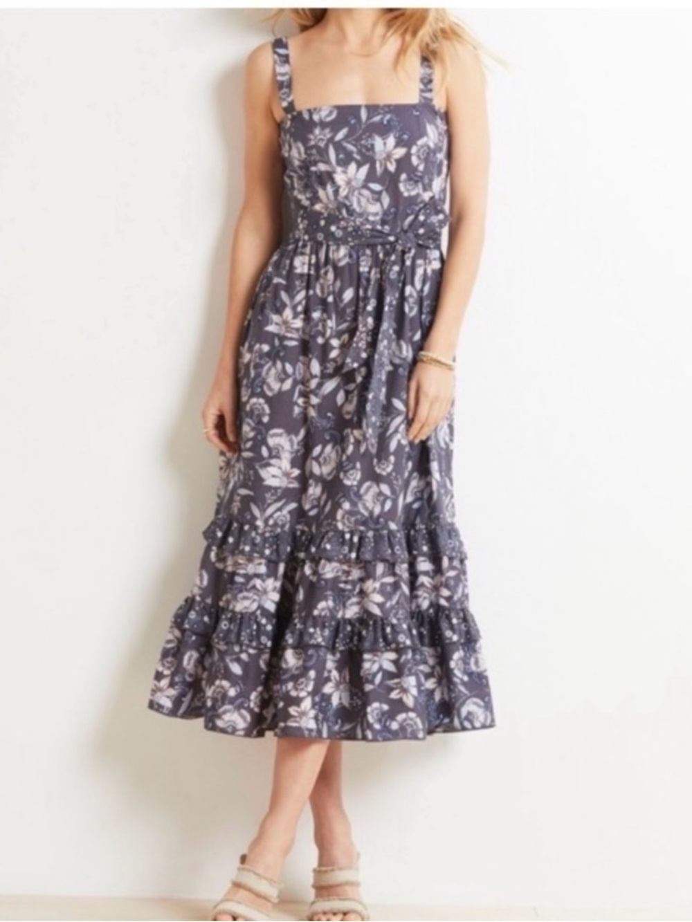 Roan + Ryan floral Madison dress square-Neck Floral Tiered Midi small s